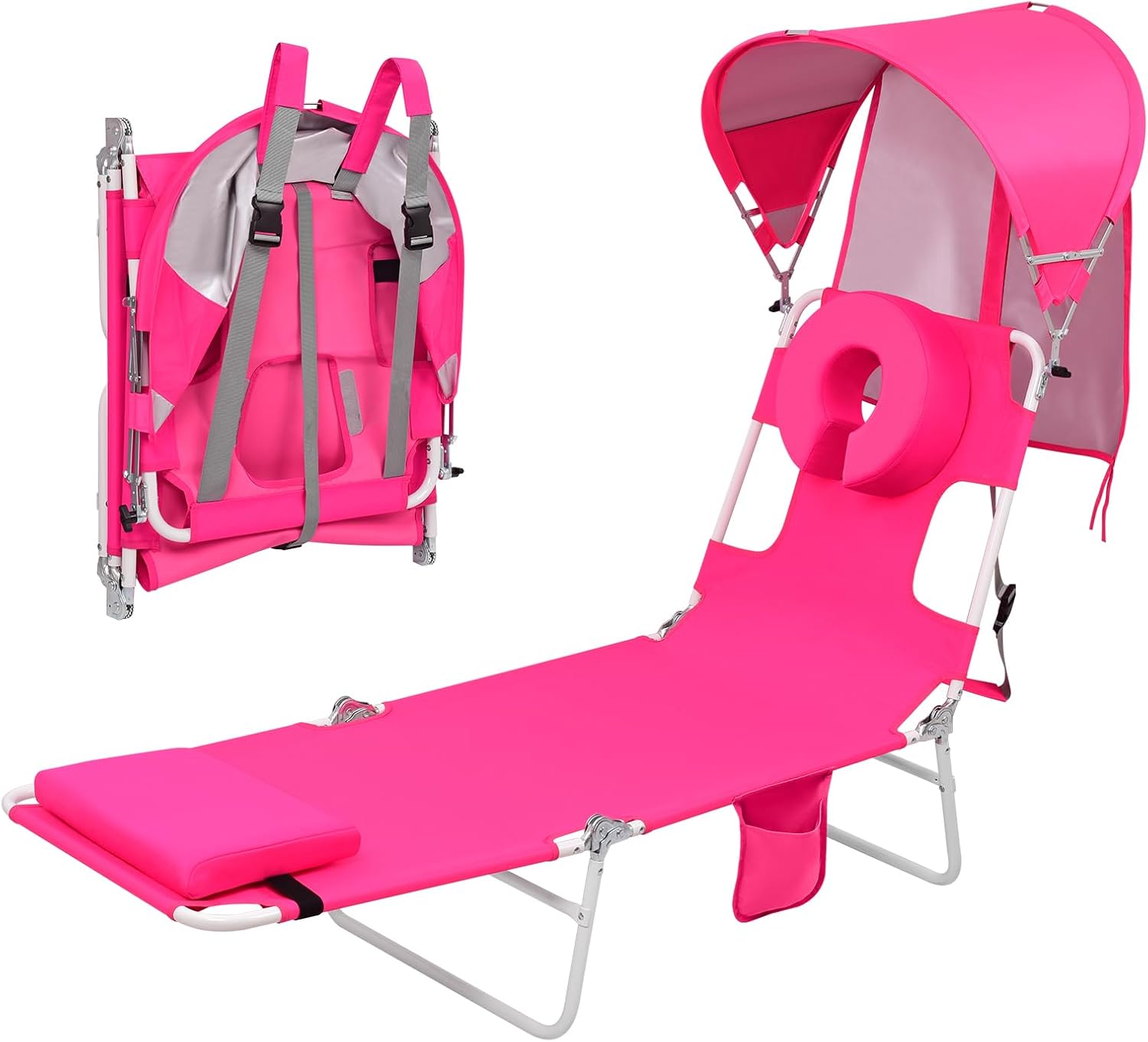 Backpack Beach Lounge Chair with Canopy